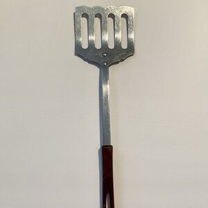 Vintage! 13" Stainless Curved Slotted Spatula Turner Red Maroon Bakelite Handle